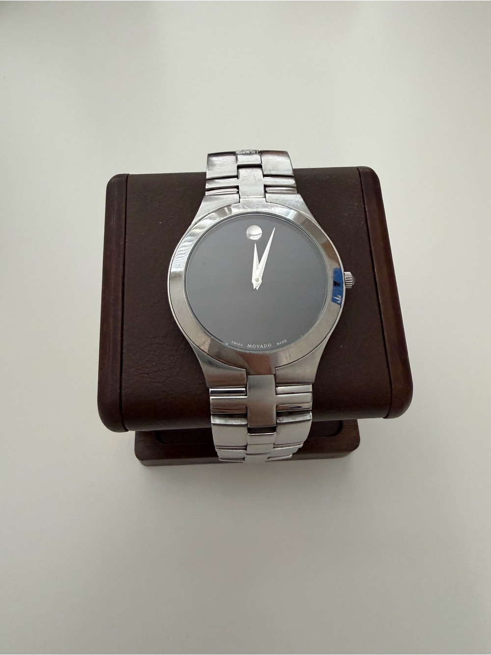 Movado Museum Black Dial Stainless Steel Watch with Sapphire Crystal
